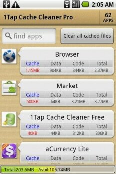 1Tap Cache Cleaner - освобождаем память телефона