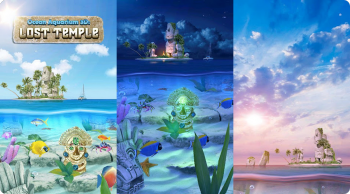 Ocean Aquarium 3D: Lost Temple - обои с мифическим островом и океаном